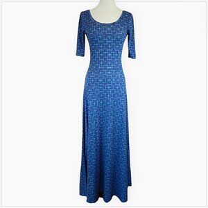 Lularoe Blue Purple Ana Star Print Long Ana Maxi Unicorn Elbow Sleeve Dress XS